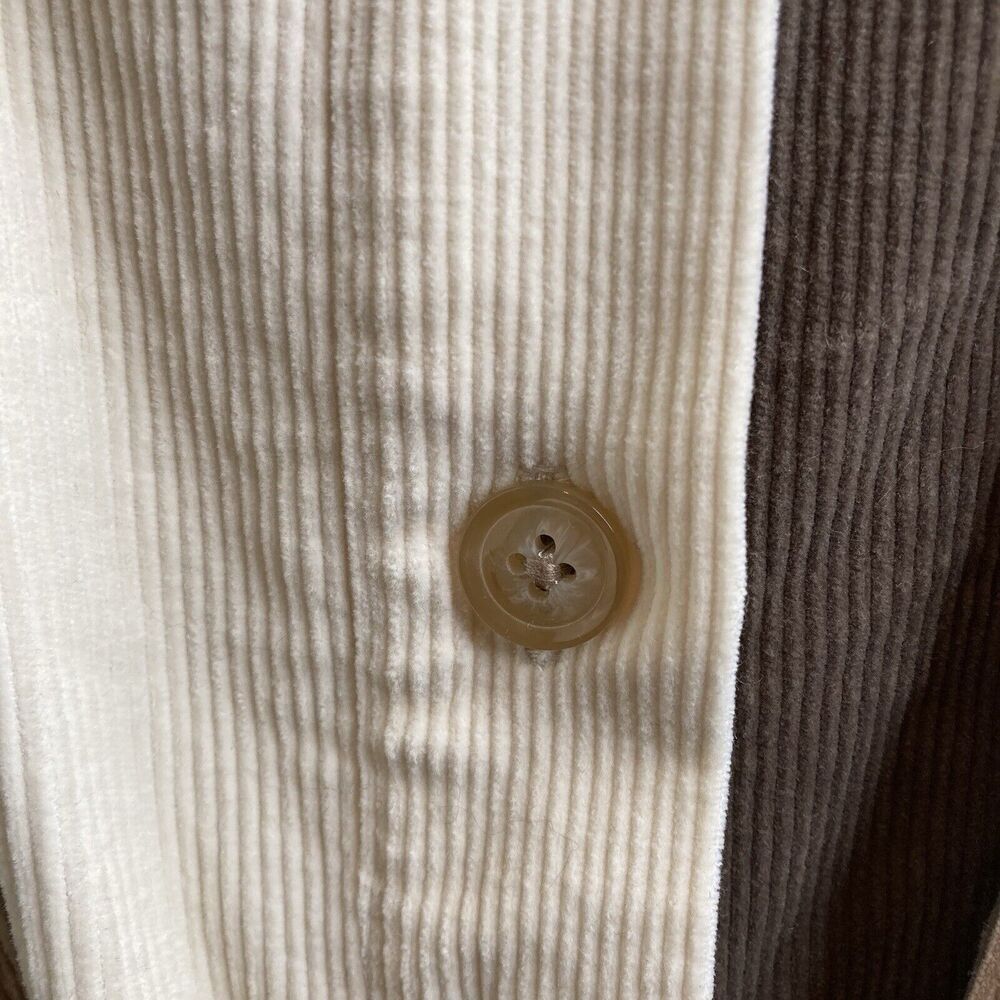 Arula Women's Ivory Corduroy Shacket Size 1X Colorblock Patchwork Boho Jacket - Picture 7 of 16